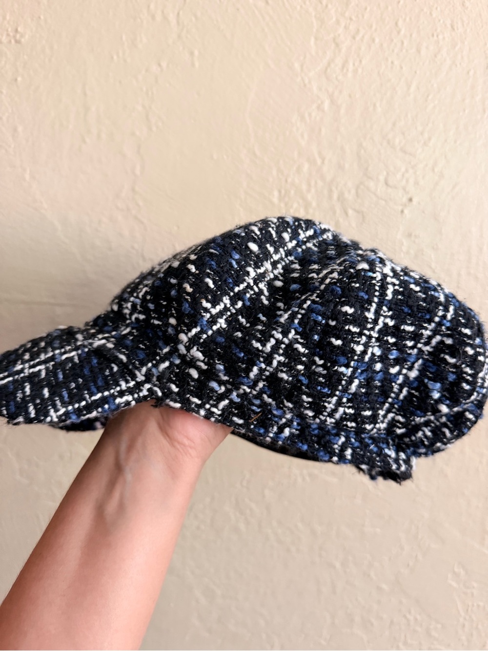 Cato Black, Blue & White Tweed Newsboy Cap